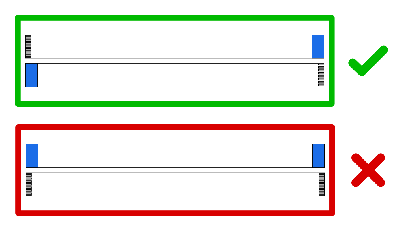 Diagram of TypeA and TypeB FFC ribbon cables