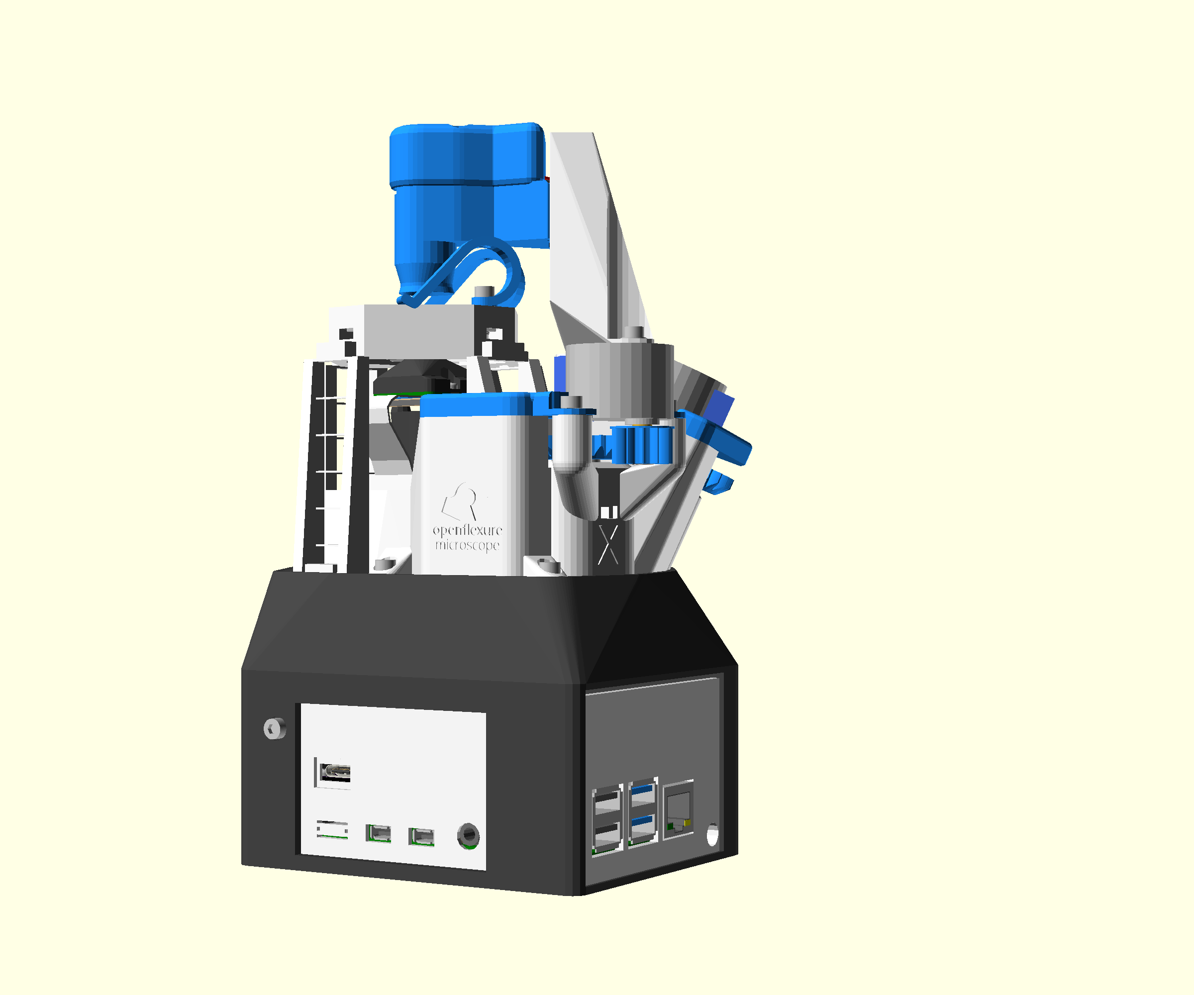 A render of the completed microscope