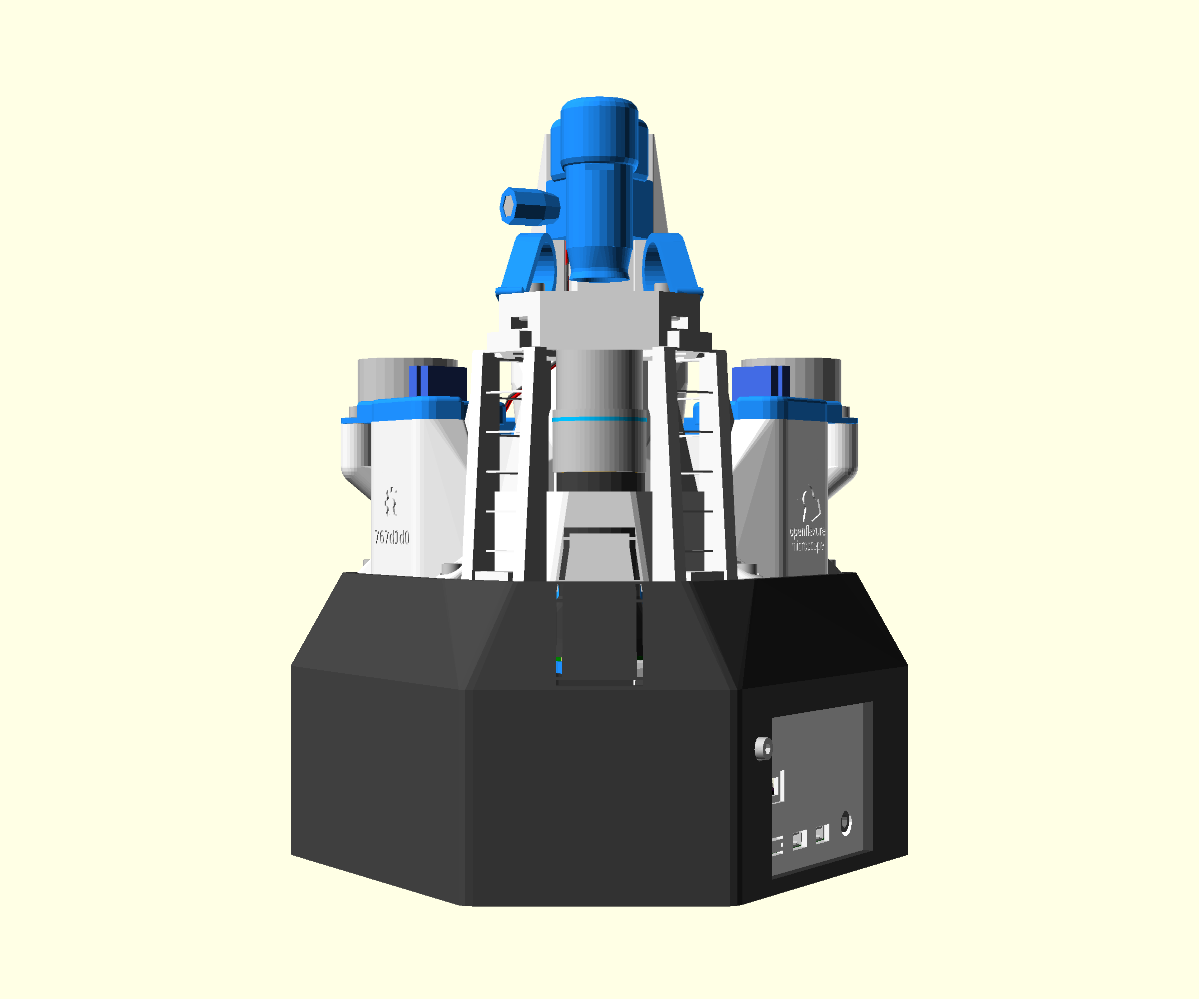 A render of the completed microscope