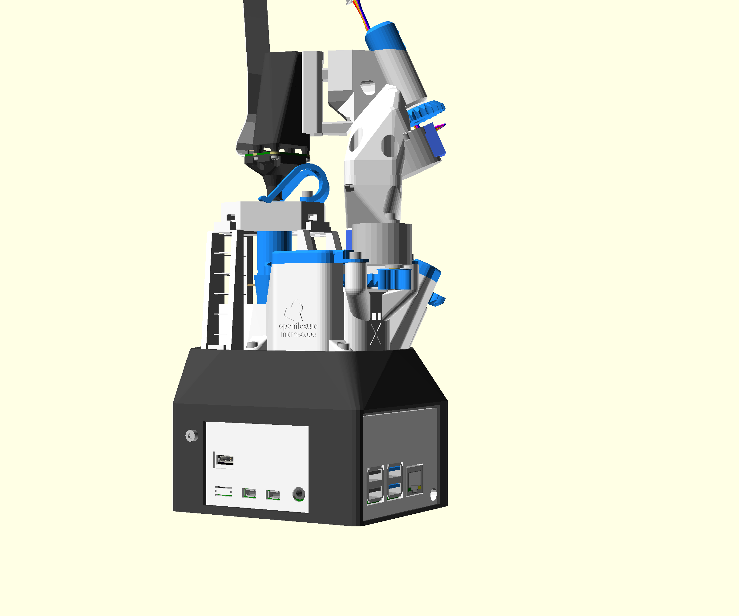 A render of the completed microscope