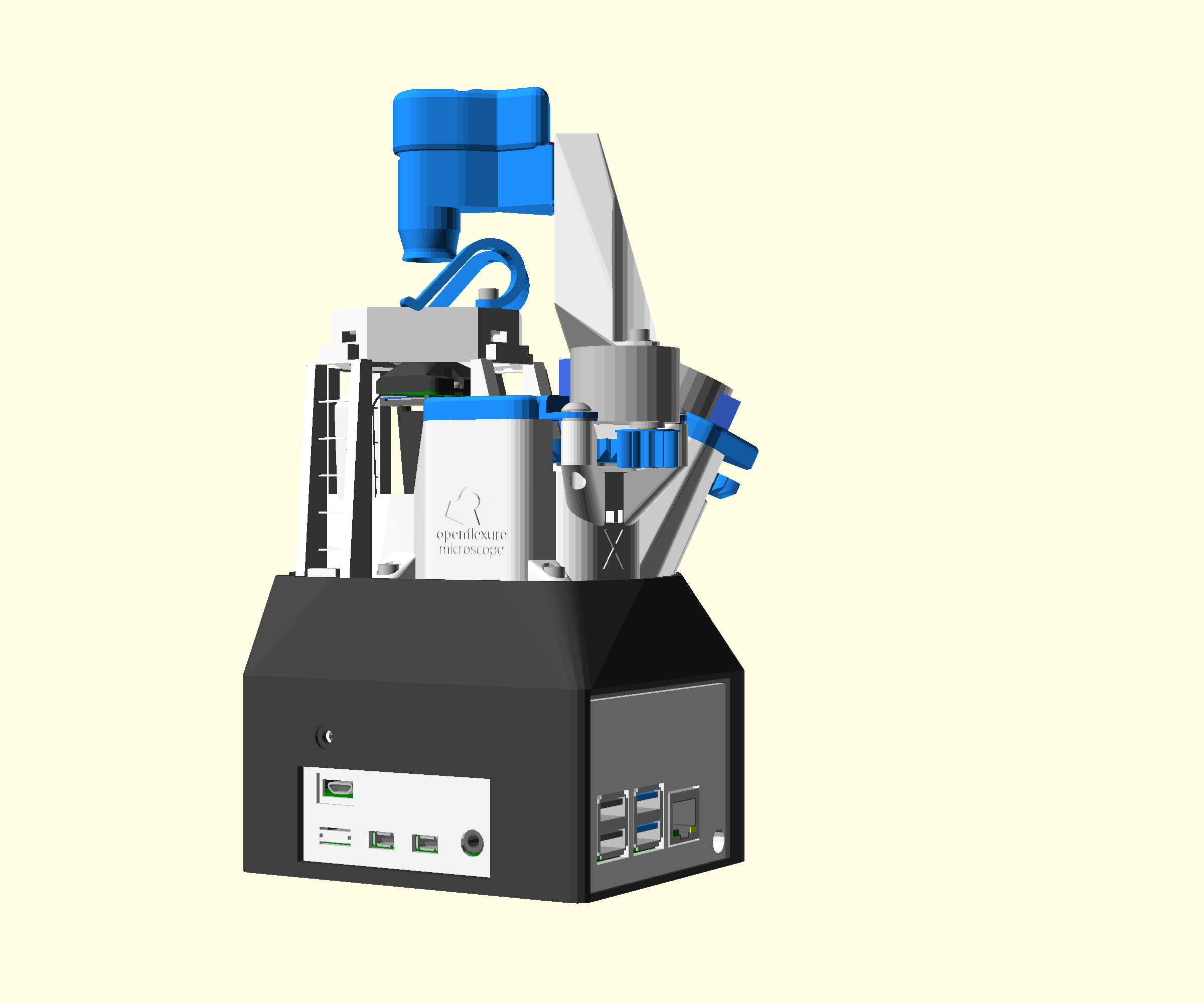A render of the completed microscope
