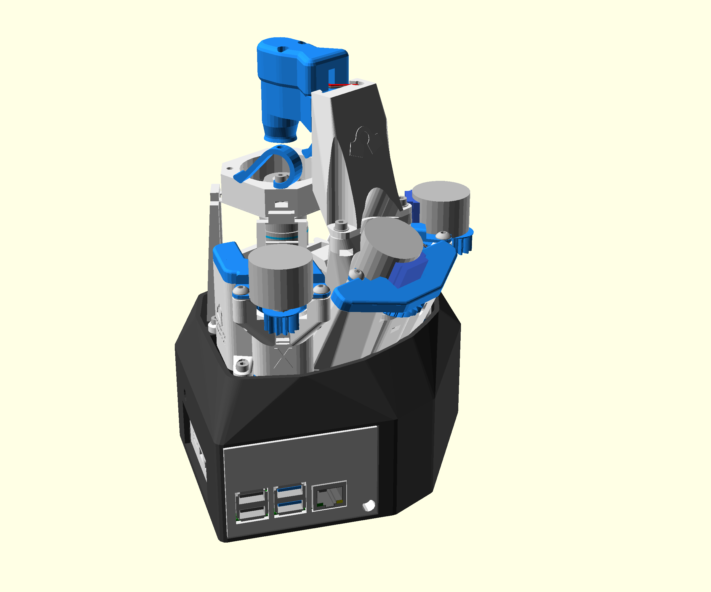 A render of the completed microscope