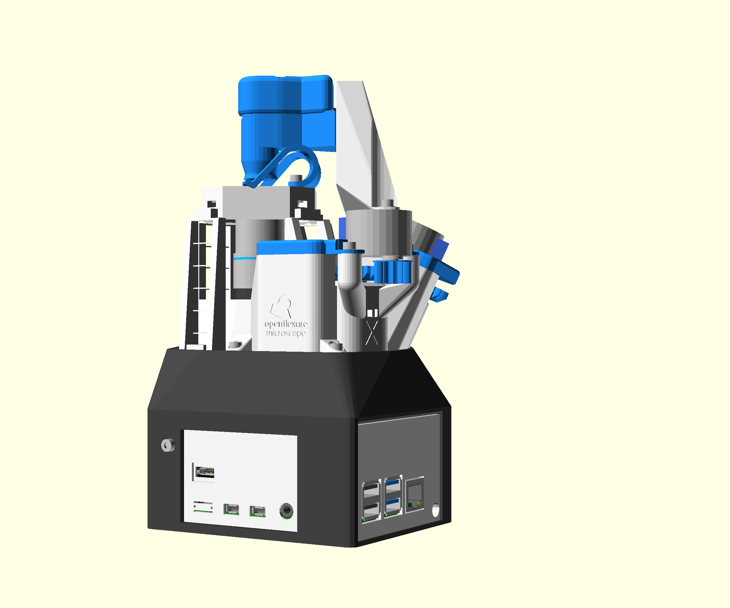 A render of the completed microscope