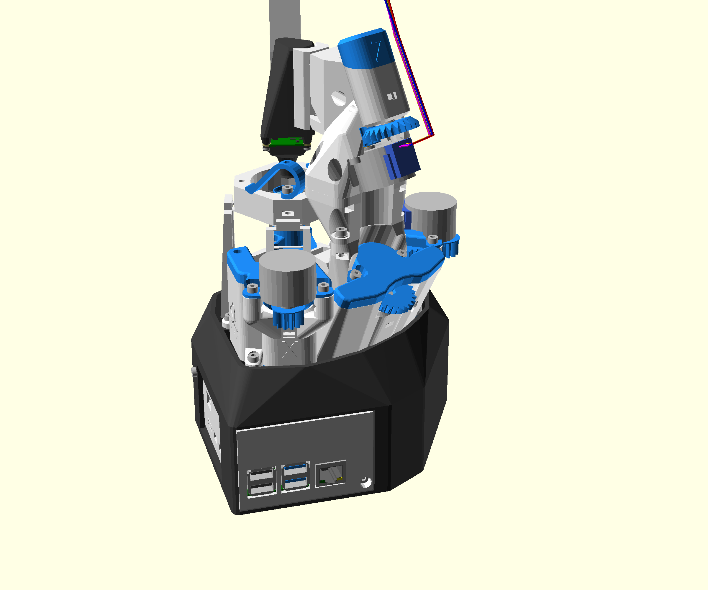 A render of the completed microscope