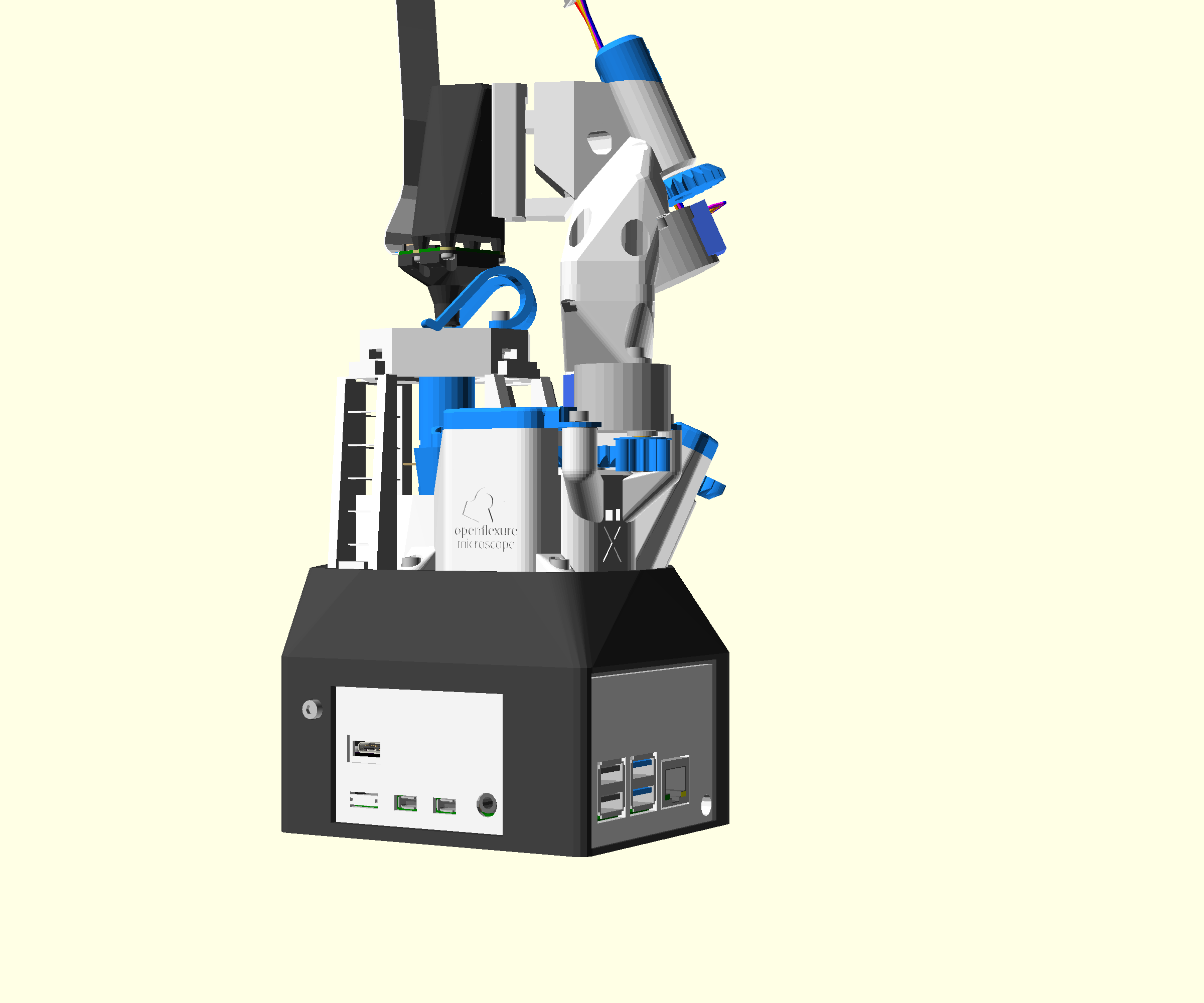 A render of the completed microscope