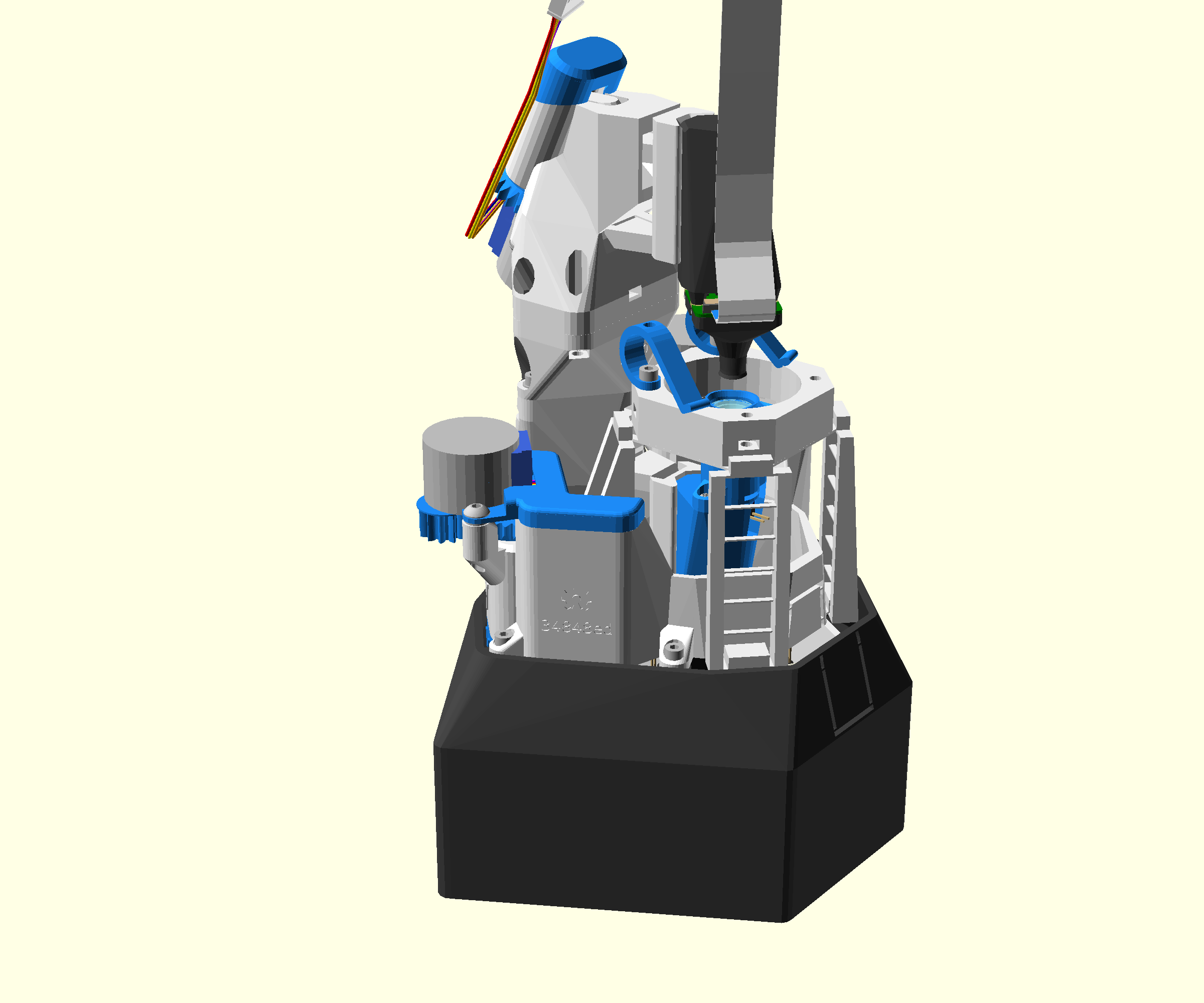 A render of the completed upright microscope.